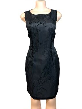 Vtg 90s Y2K BlK Velvet Burnout Floral Sheath Dress Sleeveless Sz 8 Fairy Grunge